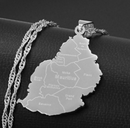 Mauritius Map with Cities Pendant Necklace