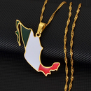 Mexico Map with Flag Pendant Necklace