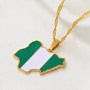 Nigeria Map with Flag Pendant Necklace