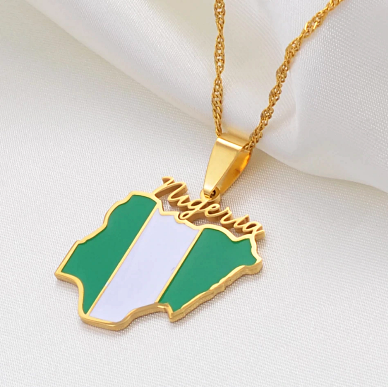 Nigeria map pendant necklace