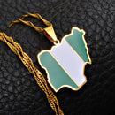Nigeria Map with Flag Pendant Necklace