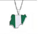 Nigeria Map with Flag Pendant Necklace