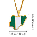Nigeria Map with Flag Pendant Necklace