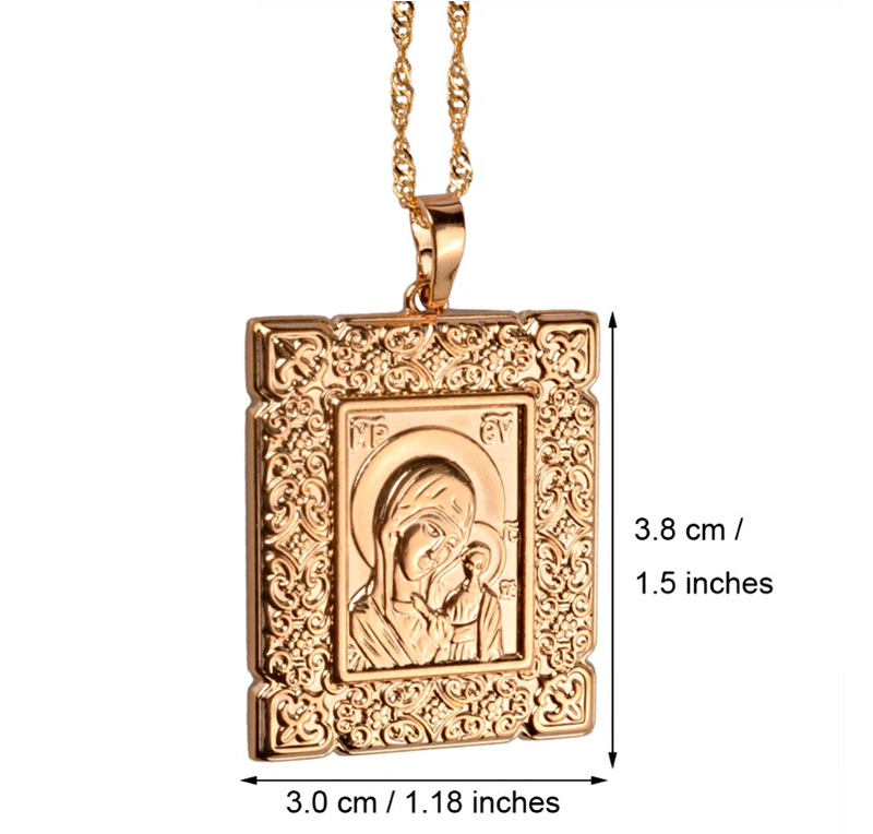 Orthodox the Virgin and Son portrait necklace