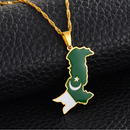 Pakistan Map with Flag Pendant Necklace
