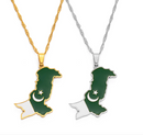 Pakistan Map with Flag Pendant Necklace