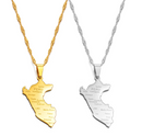 Peru Map with cities Pendant Necklace
