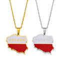 Poland Map with Flag Pendant Necklace