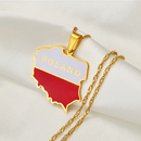 Poland Map with Flag Pendant Necklace