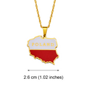 Poland Map with Flag Pendant Necklace