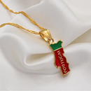 Portugal Map With Flag Pendant Necklace