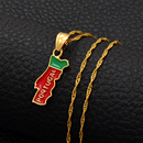Portugal Map With Flag Pendant Necklace