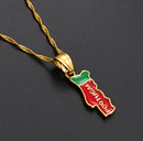 Portugal Map With Flag Pendant Necklace