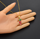 Portugal Map With Flag Pendant Necklace