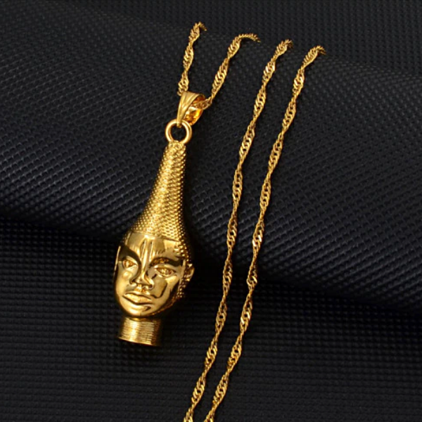 African Mask Pendant Necklace
