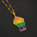 Black Lives Matter Raised Fist Rainbow Necklace