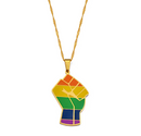 Black Lives Matter Raised Fist Rainbow Necklace