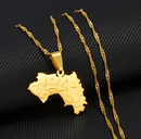 Guinea Map with cities Pendant Necklace