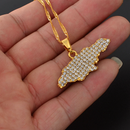 Jamaica Map with Rhinestone Pendant Necklace