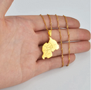 Rwanda Map with Cities Pendant Necklace