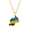 Rwanda Map with Flag Pendant Necklace