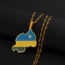Rwanda Map with Flag Pendant Necklace