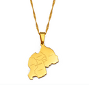 Rwanda Map with Cities Pendant Necklace