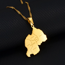 Rwanda Map with Cities Pendant Necklace