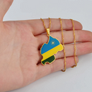 Rwanda Map with Flag Pendant Necklace
