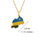 Rwanda Map with Flag Pendant Necklace
