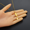 Saint Kitts And Nevis Map with Cities Pendant Necklace