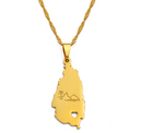 Saint Lucia Map with Heart Pendant Necklace