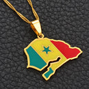 Senegal Map with Flag Pendant Necklace