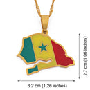 Senegal Map with Flag Pendant Necklace