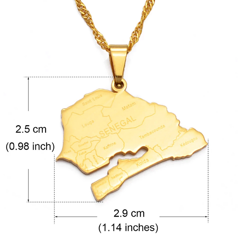 Senegal Map Pendant Necklace