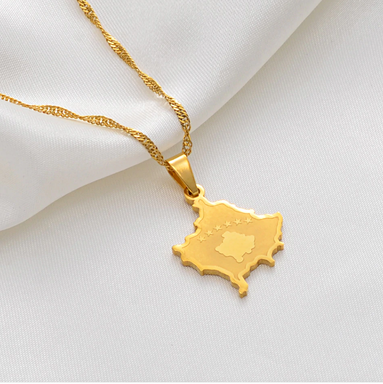 Kosovo Map Pendant Necklace