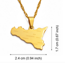 Italy Sicily Map with Cities Pendant Necklace