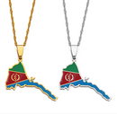 Eritrea Map with Flag Pendant Necklace