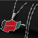 Afghanistan Map With Flag Pendant Necklace