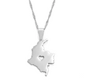 Colombia Map with Heart Pendant Necklace