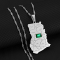 Ghana Map with Green Stone Pendant Necklace