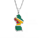Guyana Map with Flag Pendant Necklace