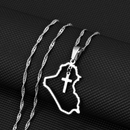 Iraq Map with Cross Pendant Necklace
