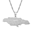 Jamaica Map with Cities Pendant Necklace