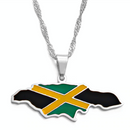 Jamaica Map with Flag Pendant Necklace