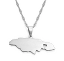 Jamaica Map with Heart Pendant Necklace