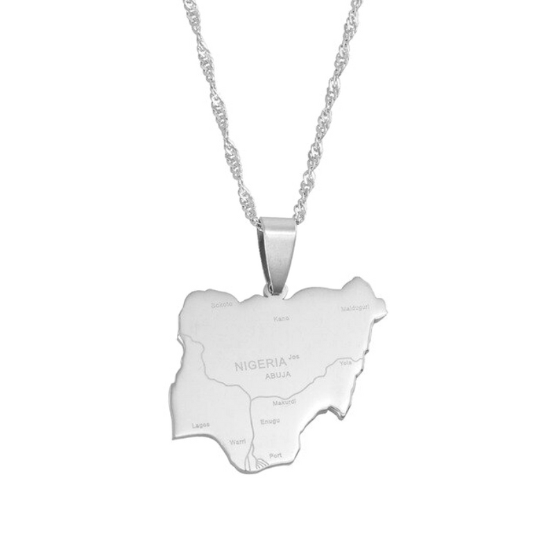 Nigeria map with cities Pendant Necklace