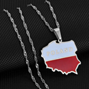 Poland Map with Flag Pendant Necklace