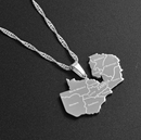 Zambia Map with Cities Pendant Necklace