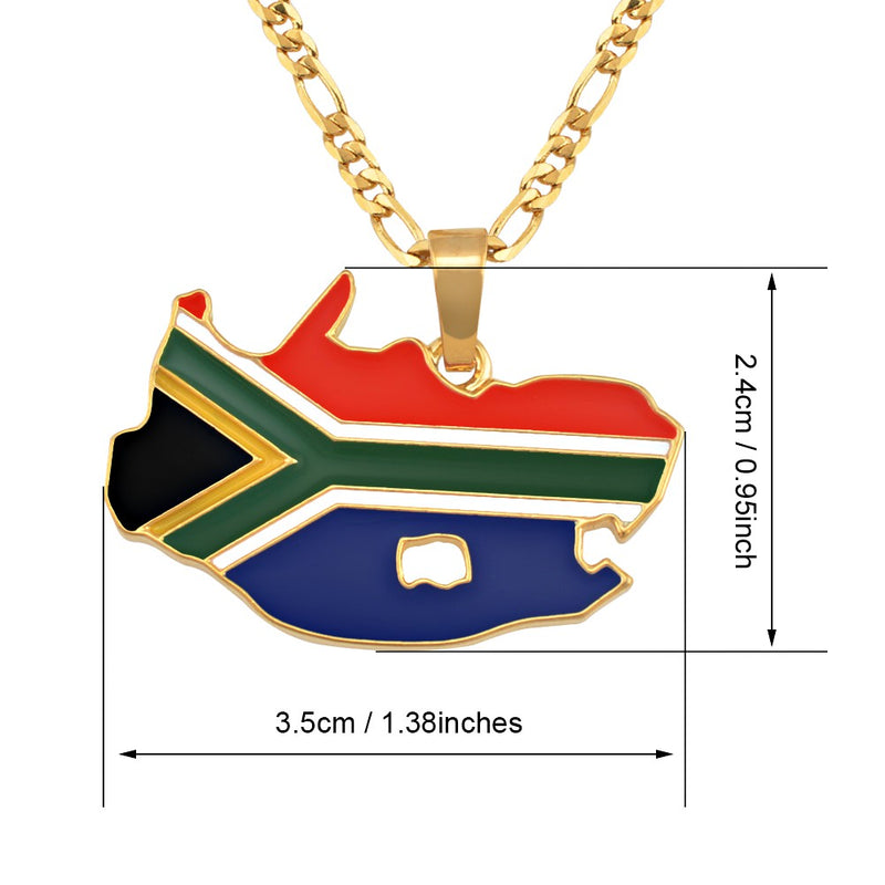 South Africa map with flag Pendant Necklace